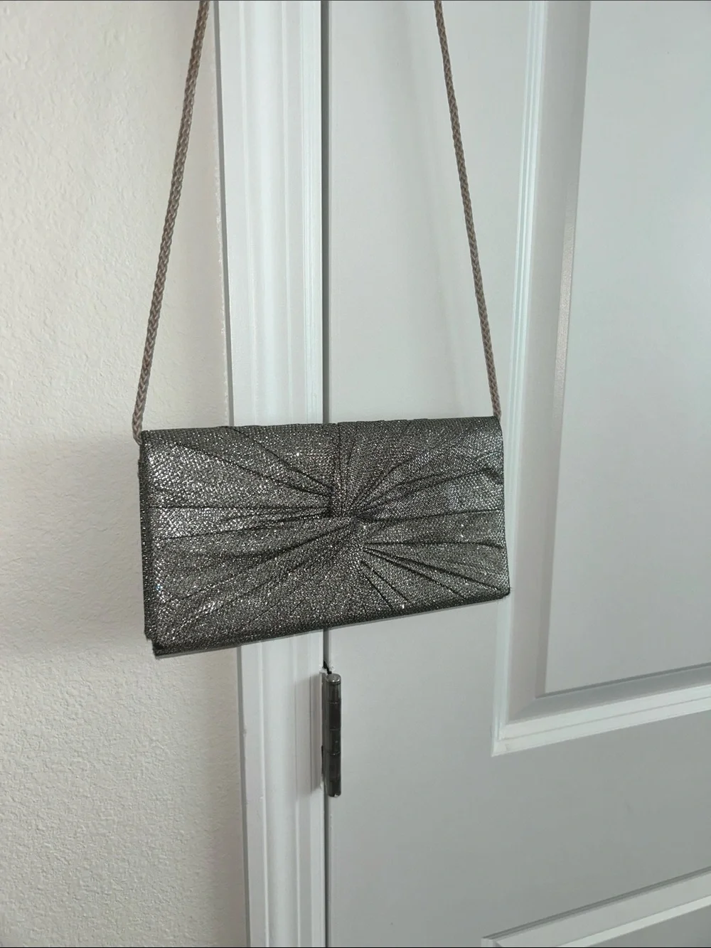 Metallic Gunmetal Evening Crossbody Bag